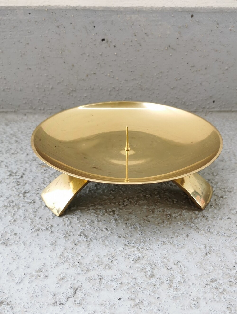 Vintage Solid Brass Pillar Candle Holder